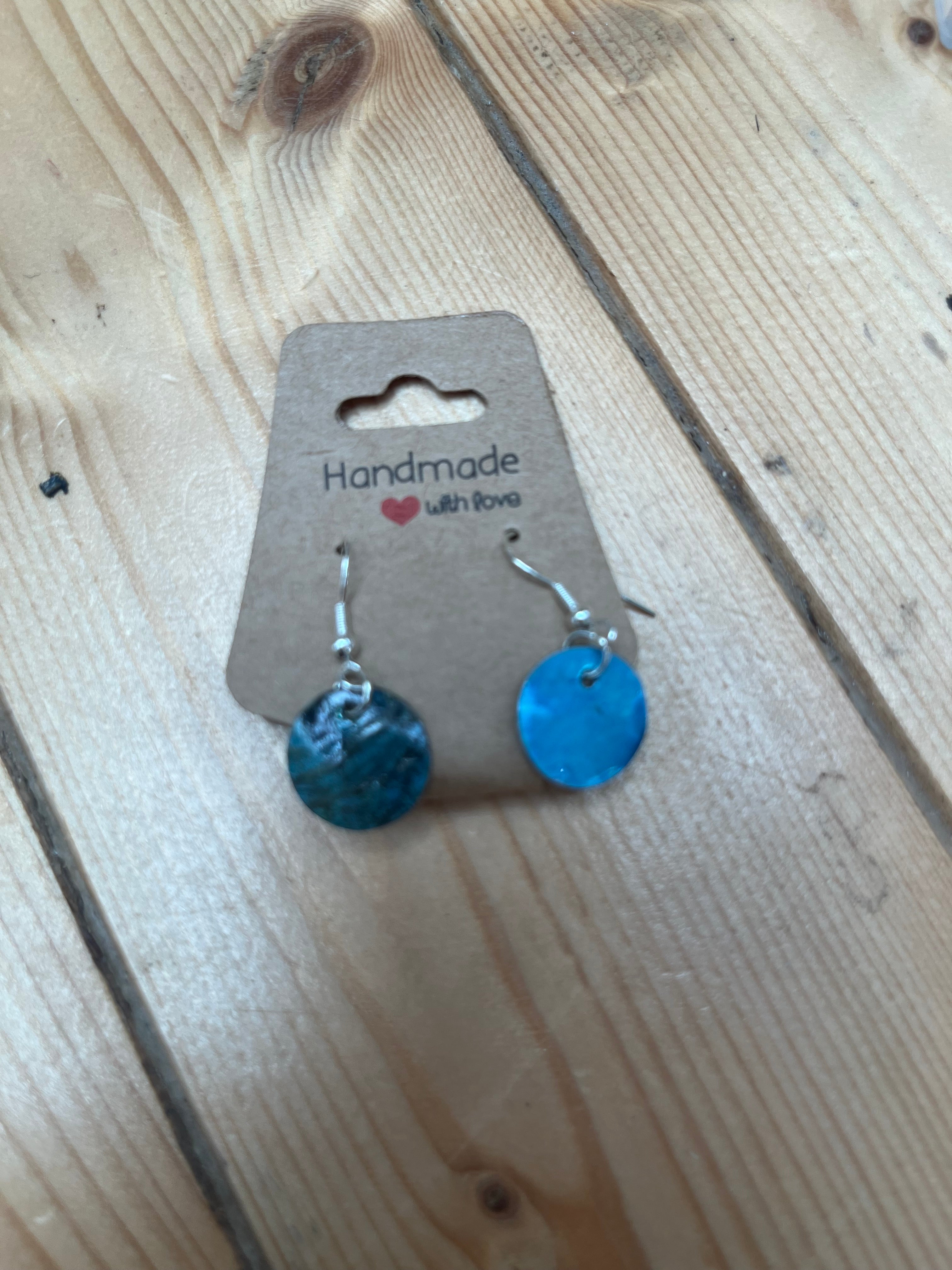 Small Blue Shell Earrings