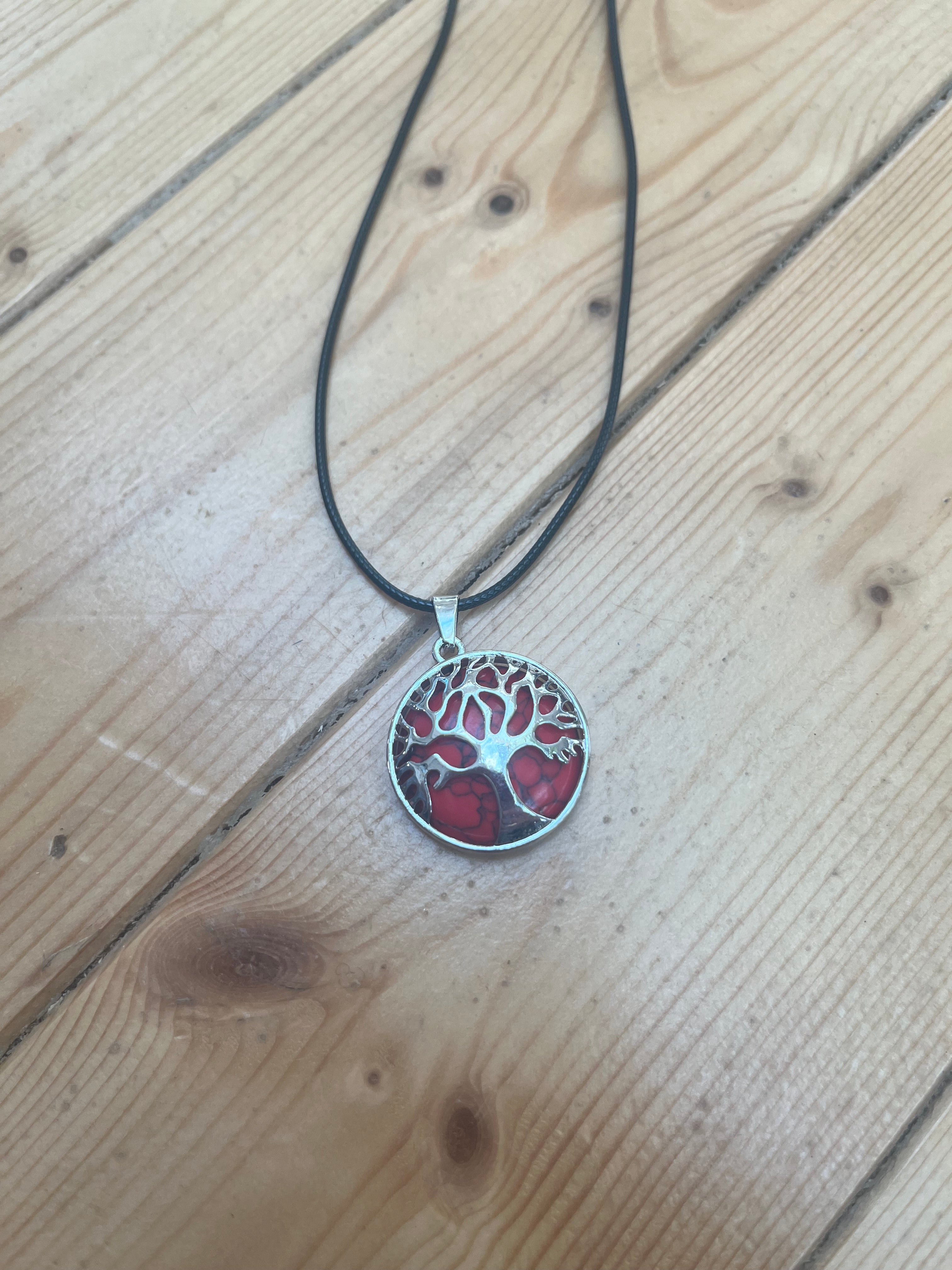 Poppy Jasper Tree of Life Necklace