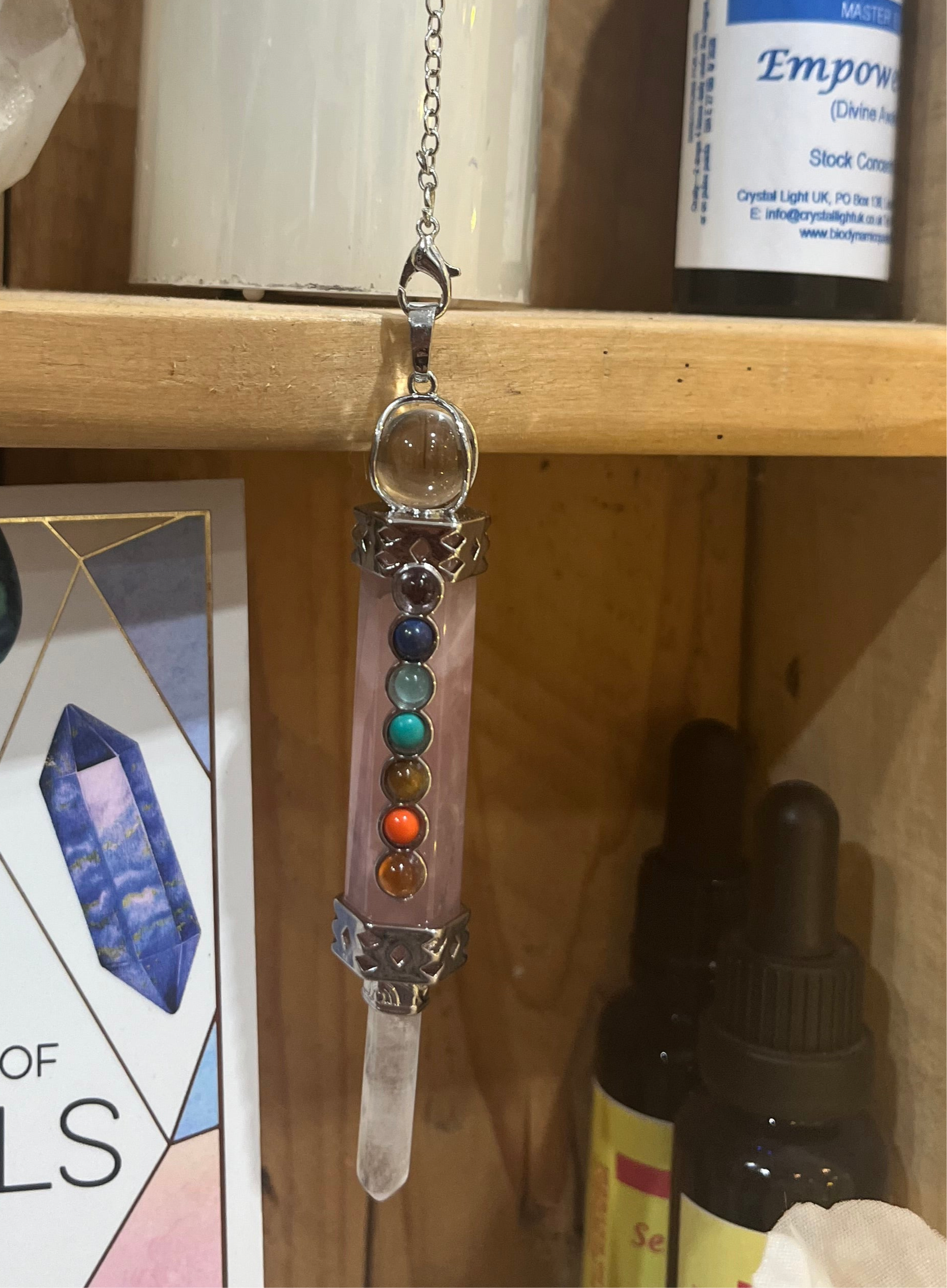 Large Rose Quartz Chakra Pendulum