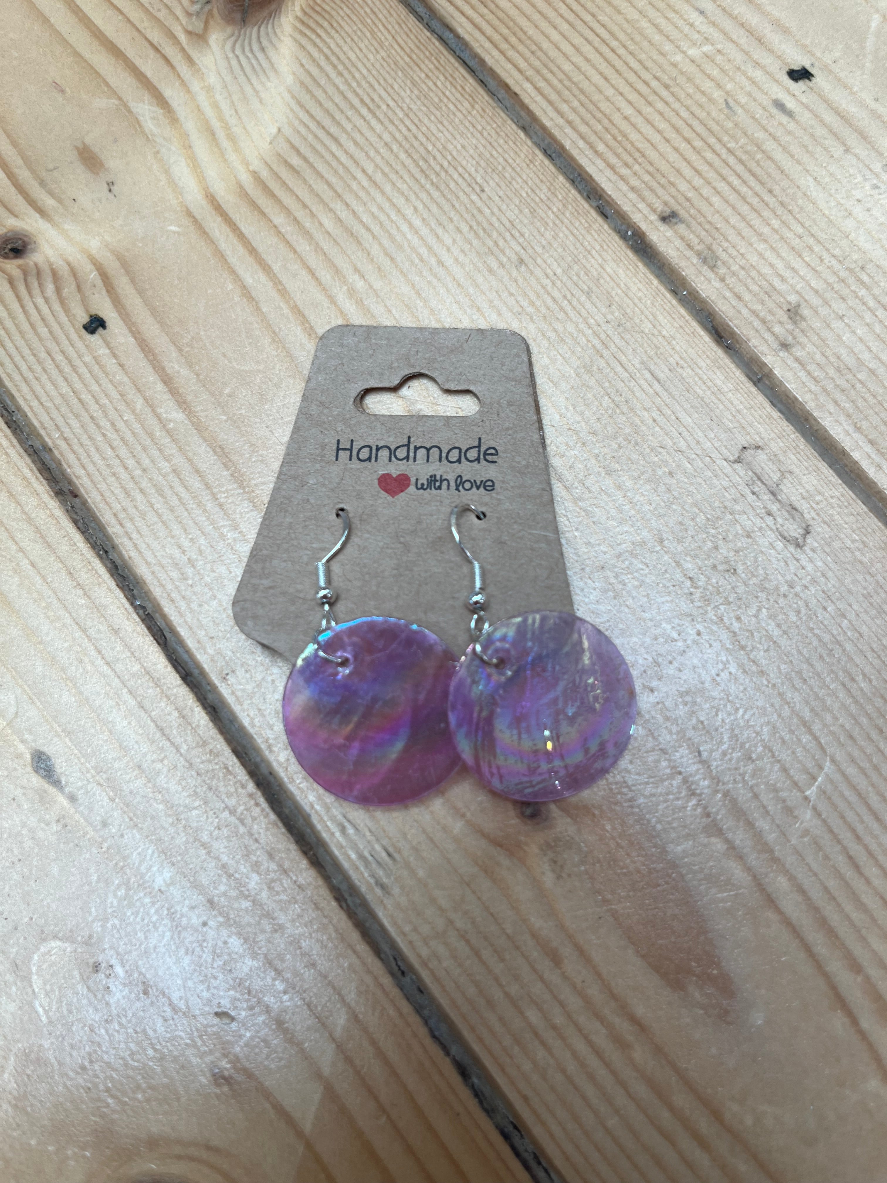 Large Pink Shell Earrings