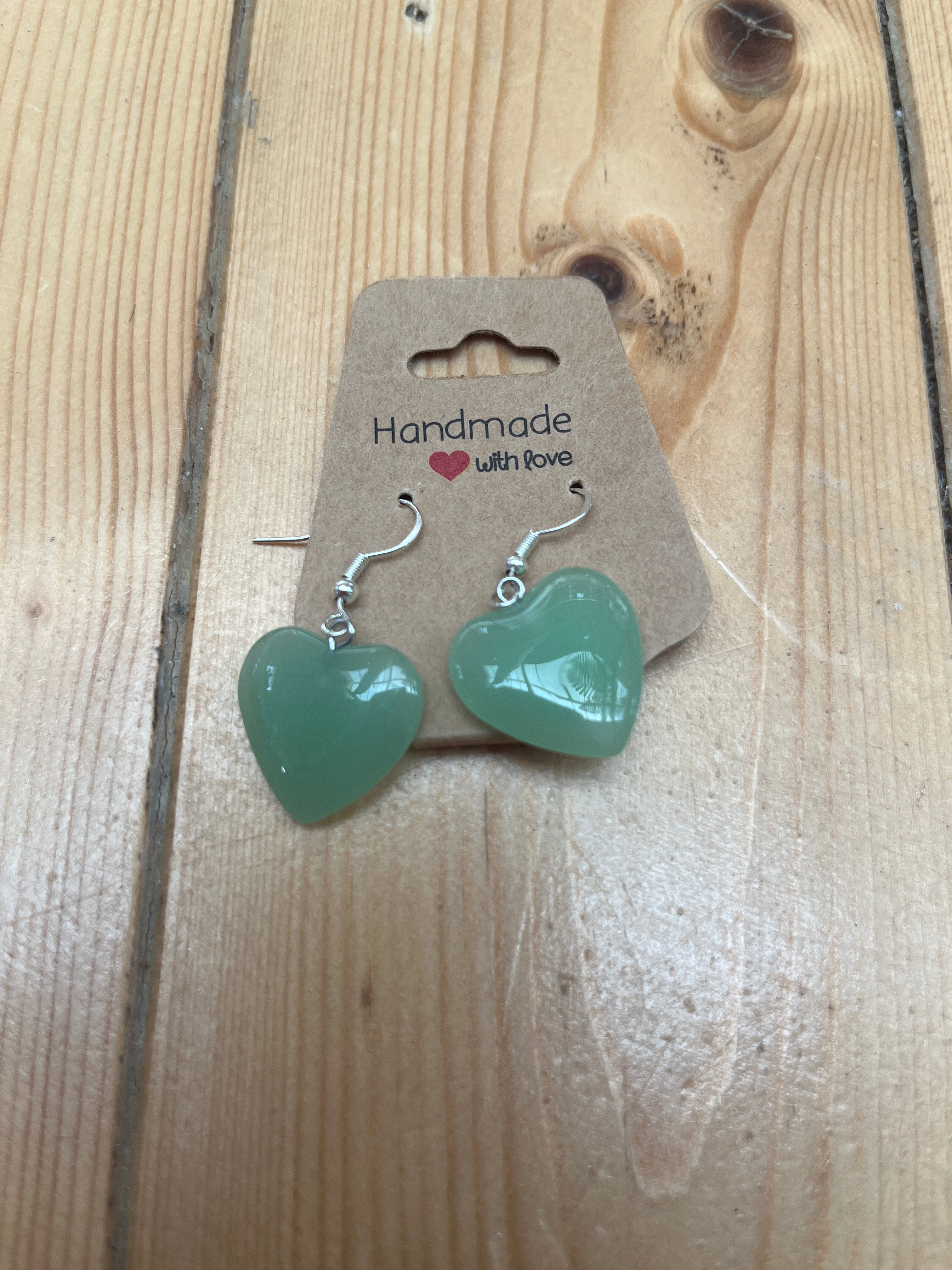 Green Aventurine Heart Earrings