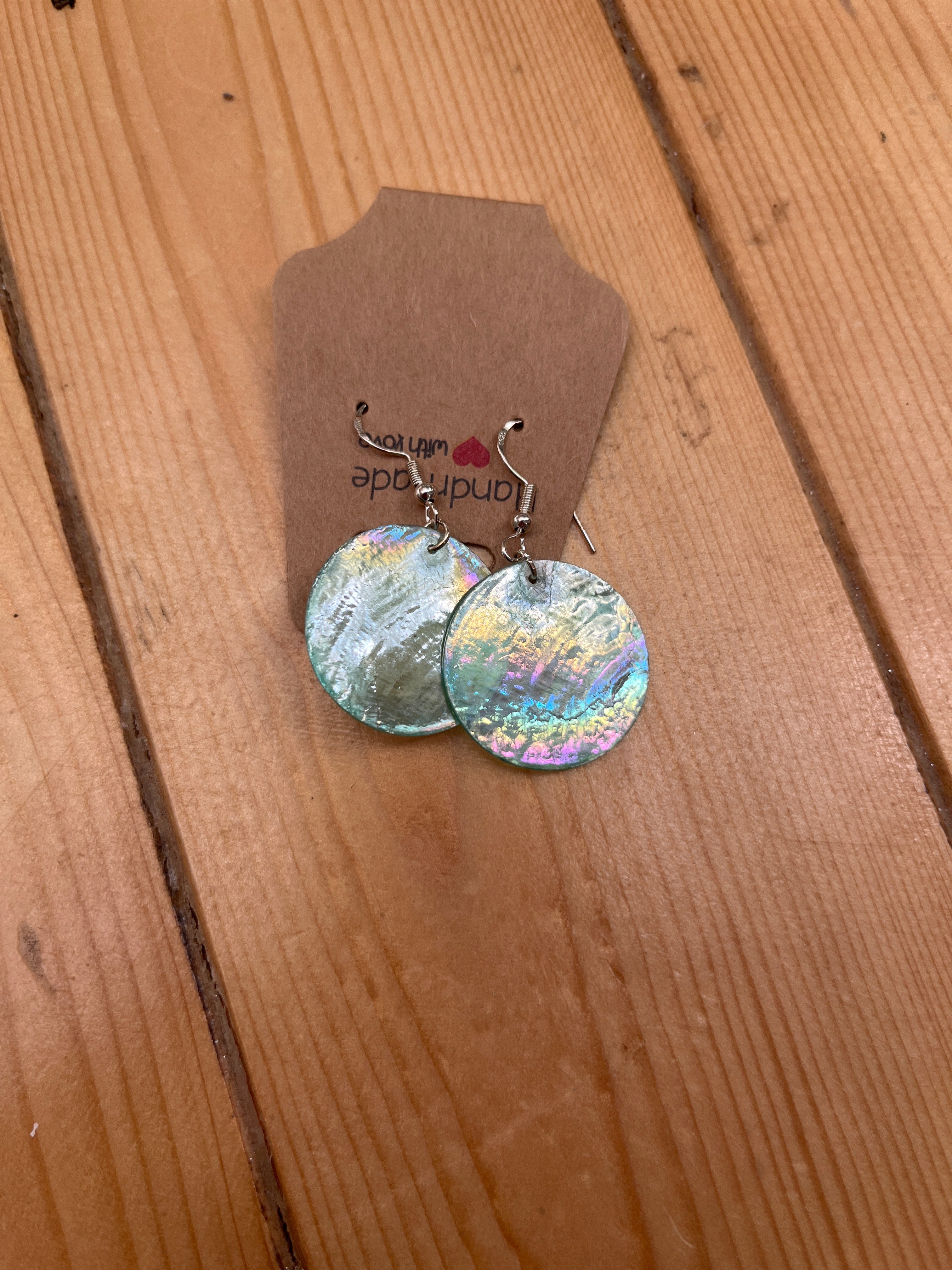 Large Green Shell Earrings