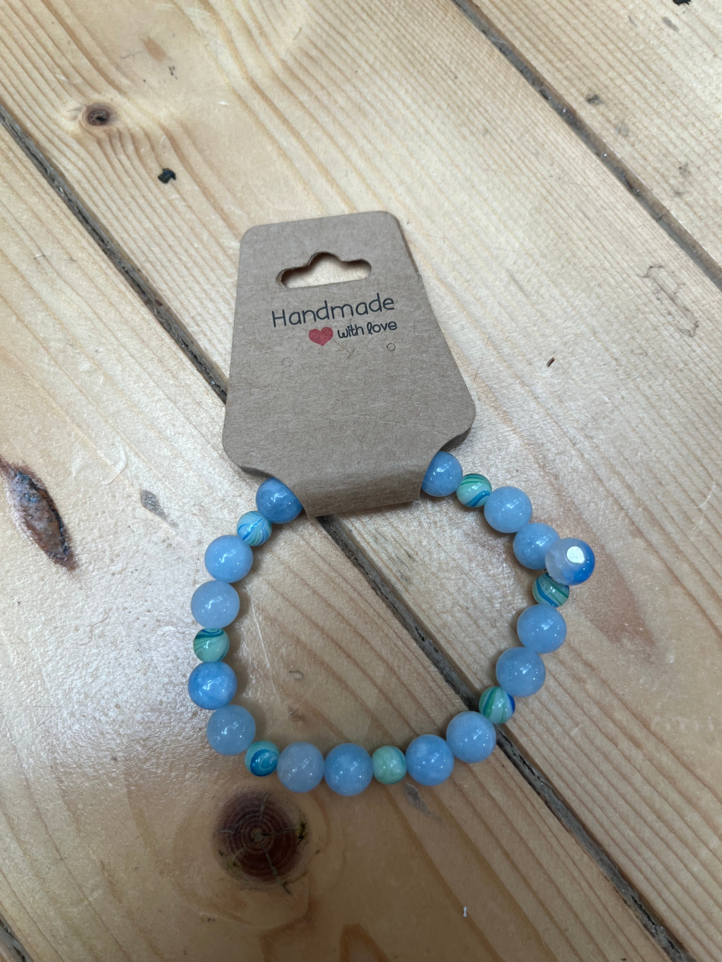 Blue Lace Agate & Glass Bracelet