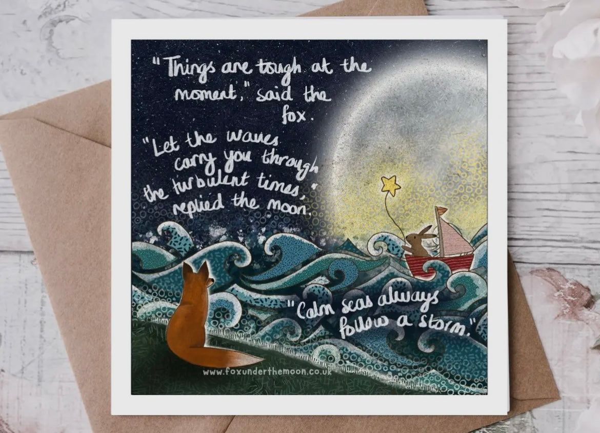 Fox Under the Moon Greetings Card “Calm Seas”