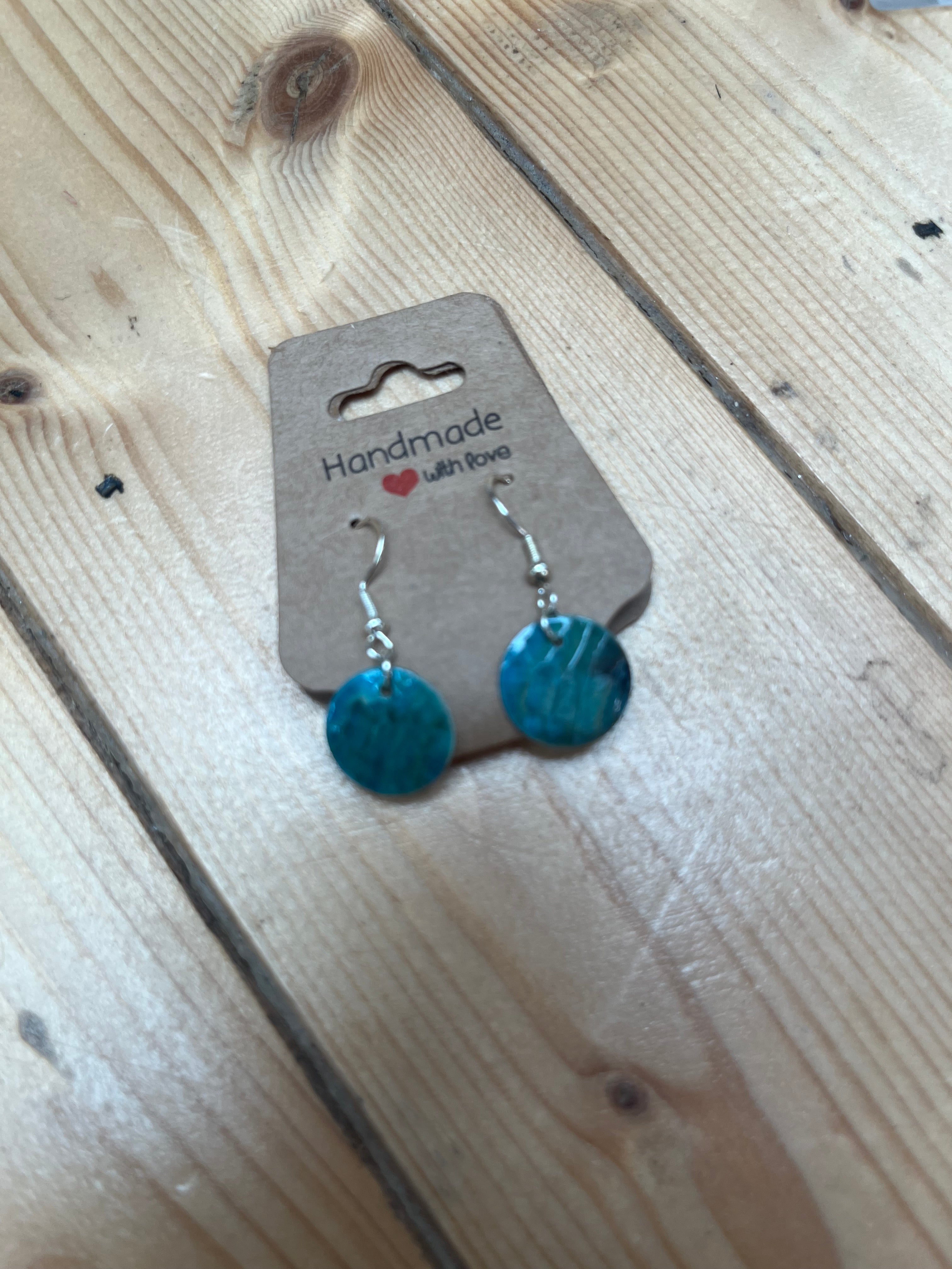 Small dark green Shell Earrings