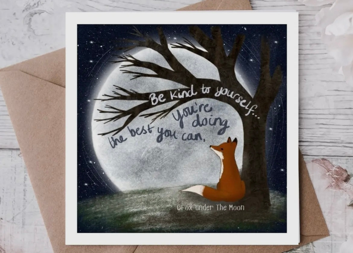 Fox Under the Moon Greetings Card “Be Kind”