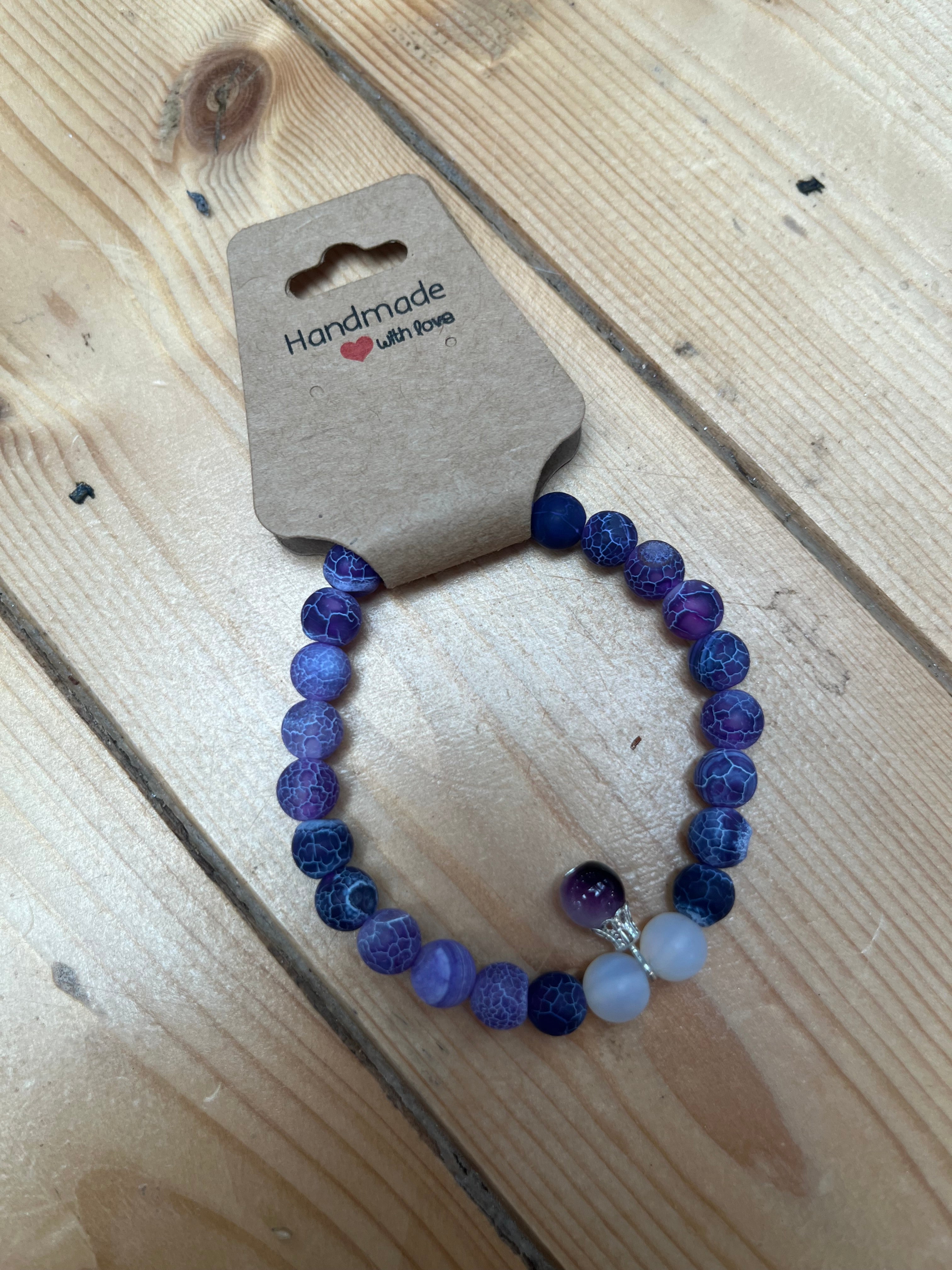 Purple Agate, Moonstone & Amethyst Bracelet