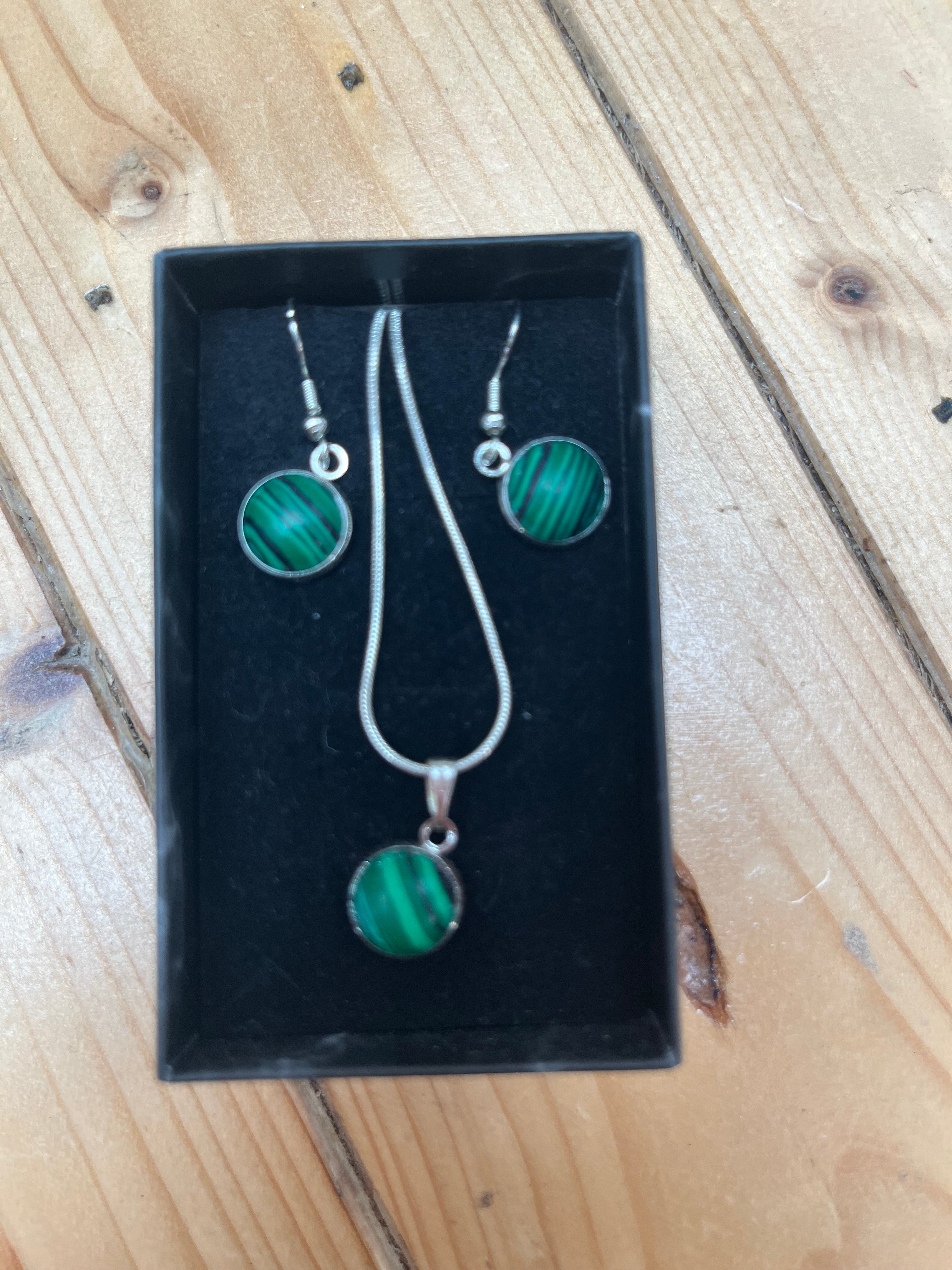 Malachite Necklace & Earring Set