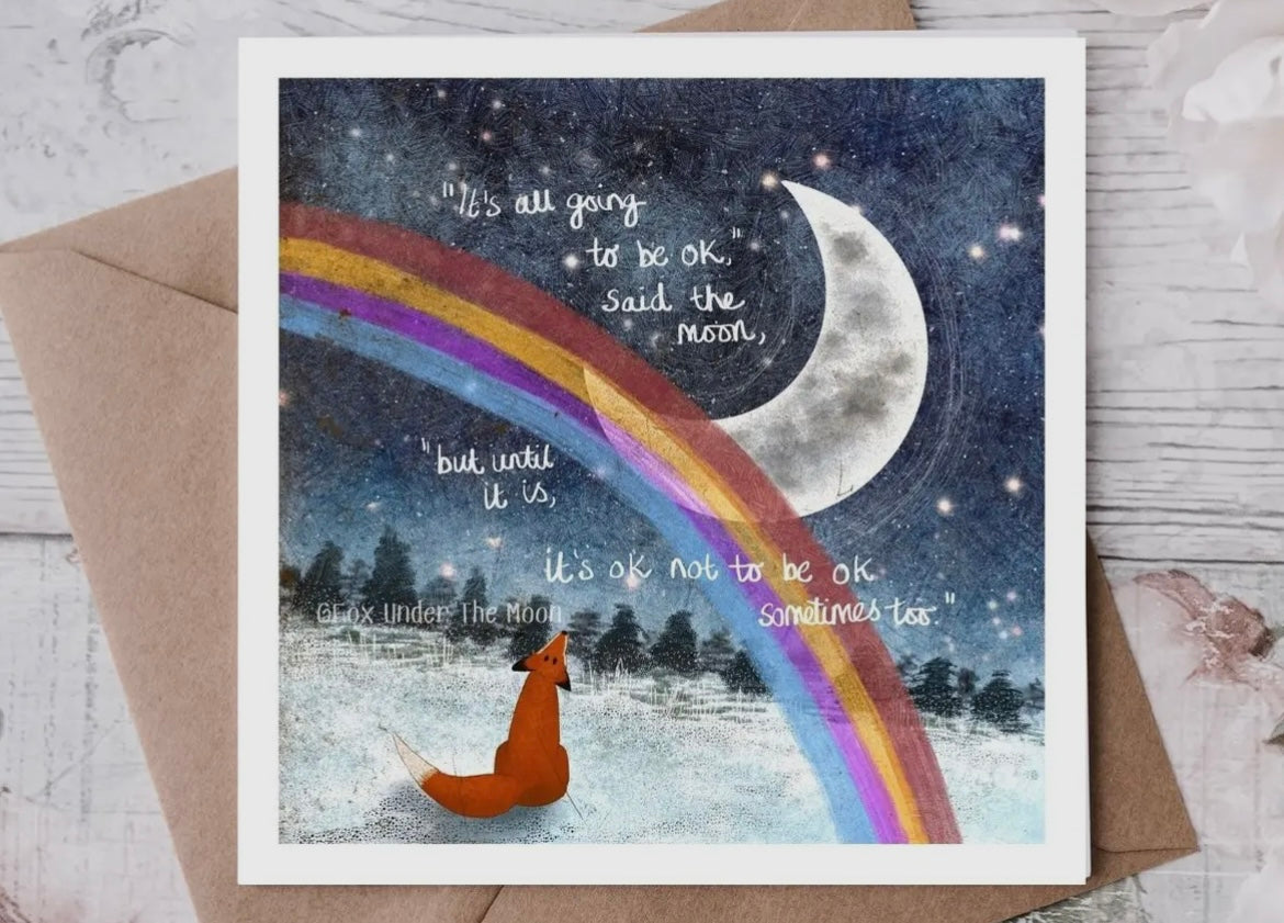 Fox Under the Moon Greetings Card “It’s ok not to be ok”