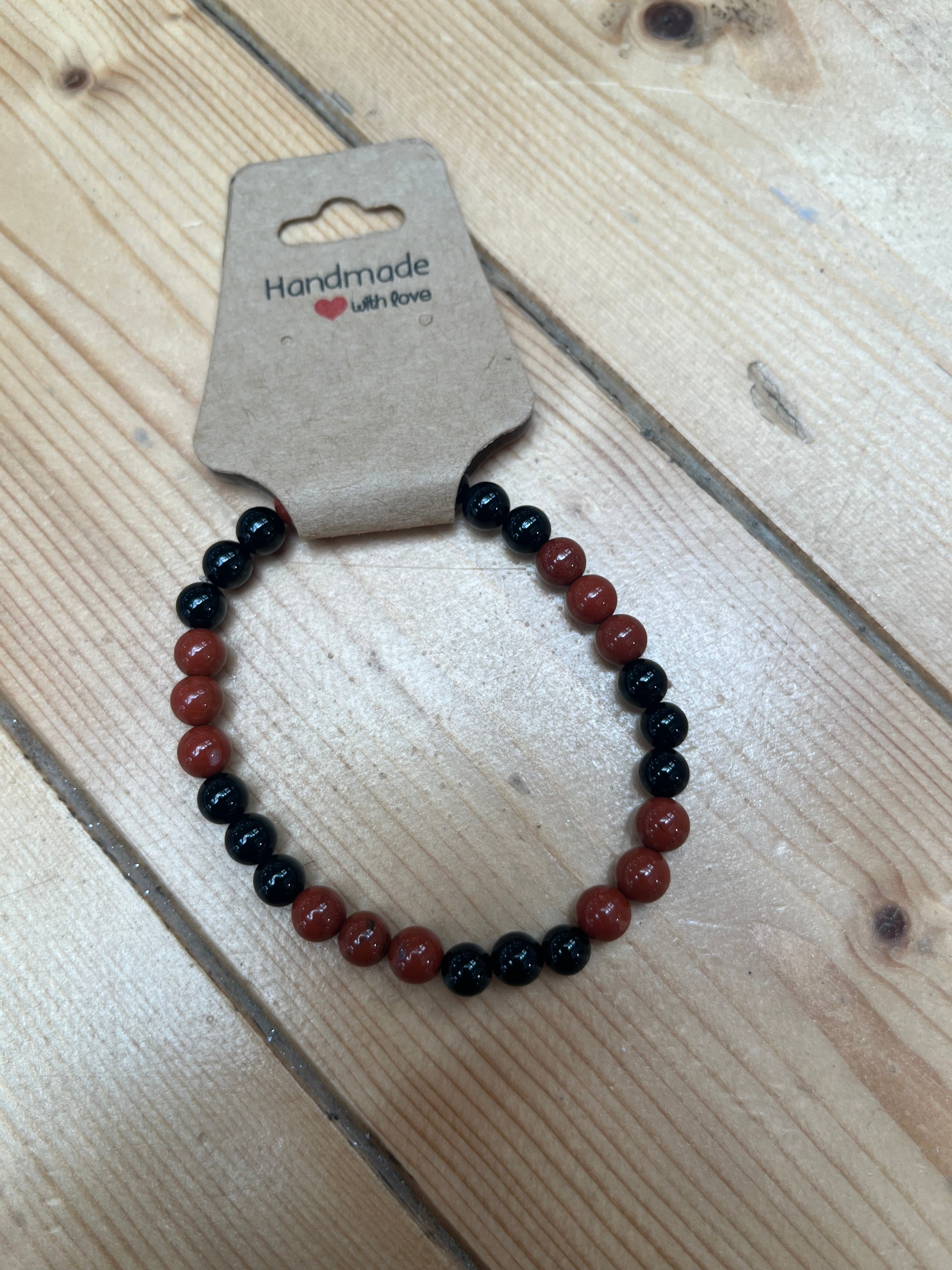 Black Tourmaline & Red Jasper Bracelet
