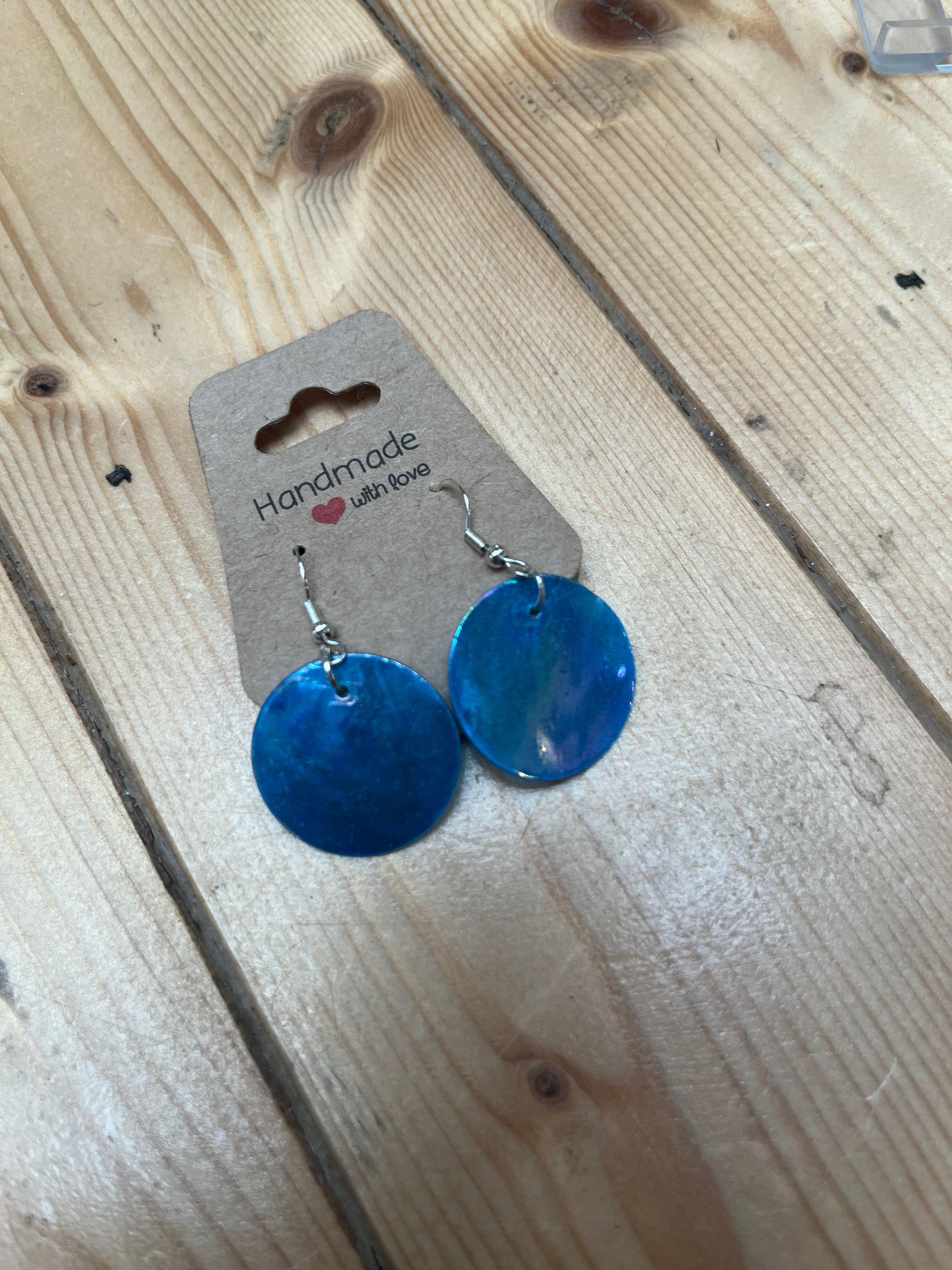 Large Blue Shell Earrings
