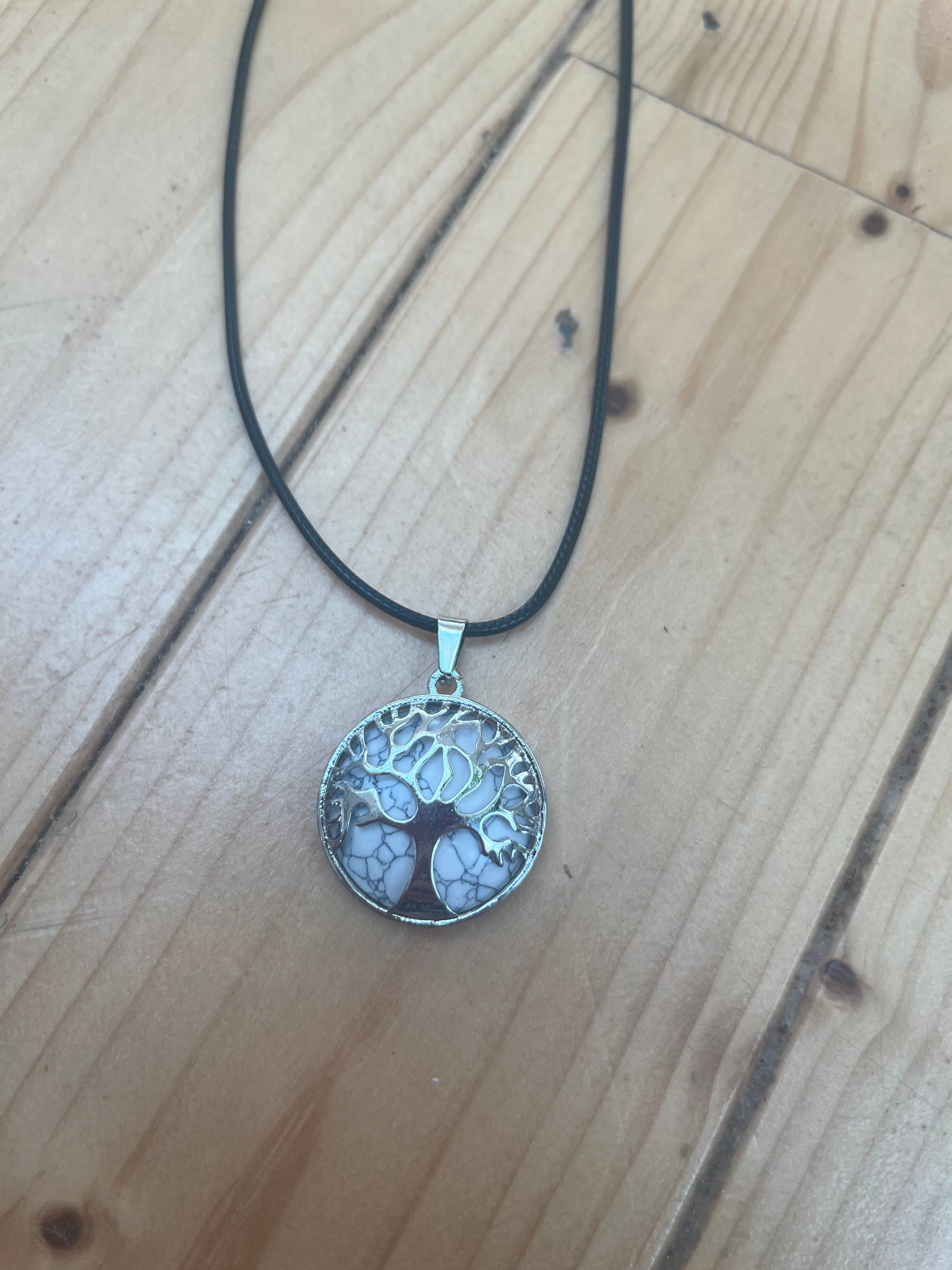 White Howlite Tree of Life Necklace