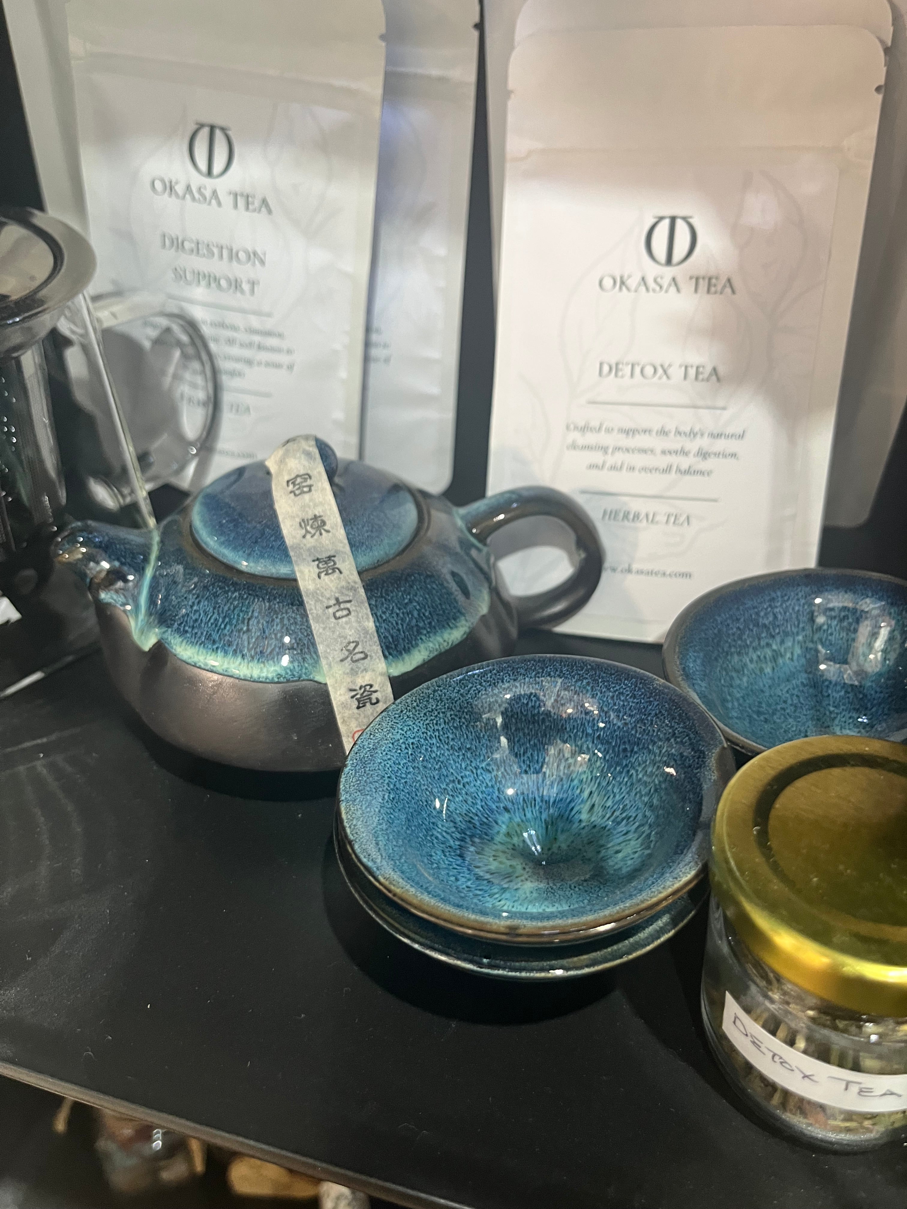 Herbal Blues Teapot Set - Pot & Four Cups