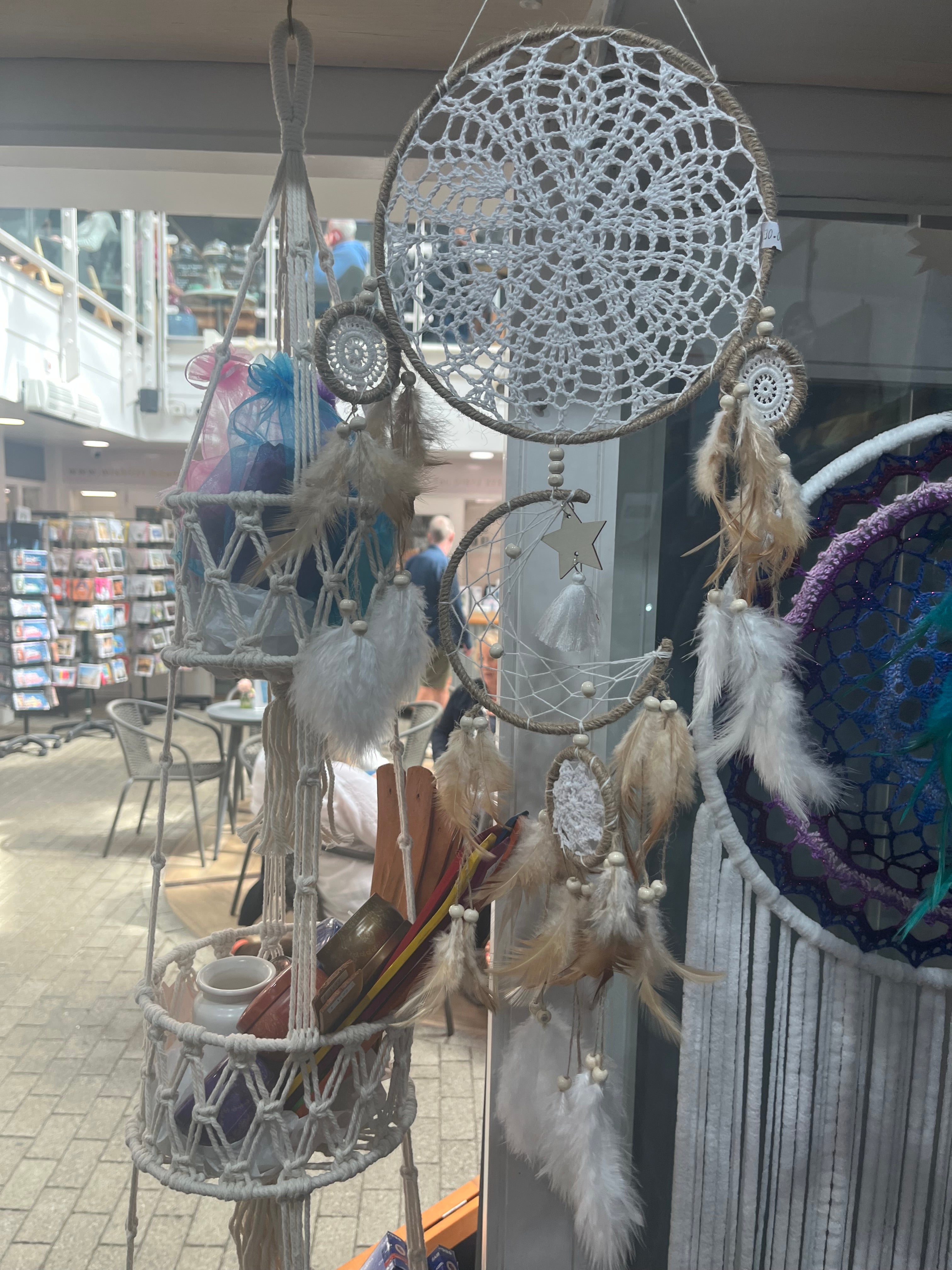 White & Beige Crescent Moon Dream Catcher