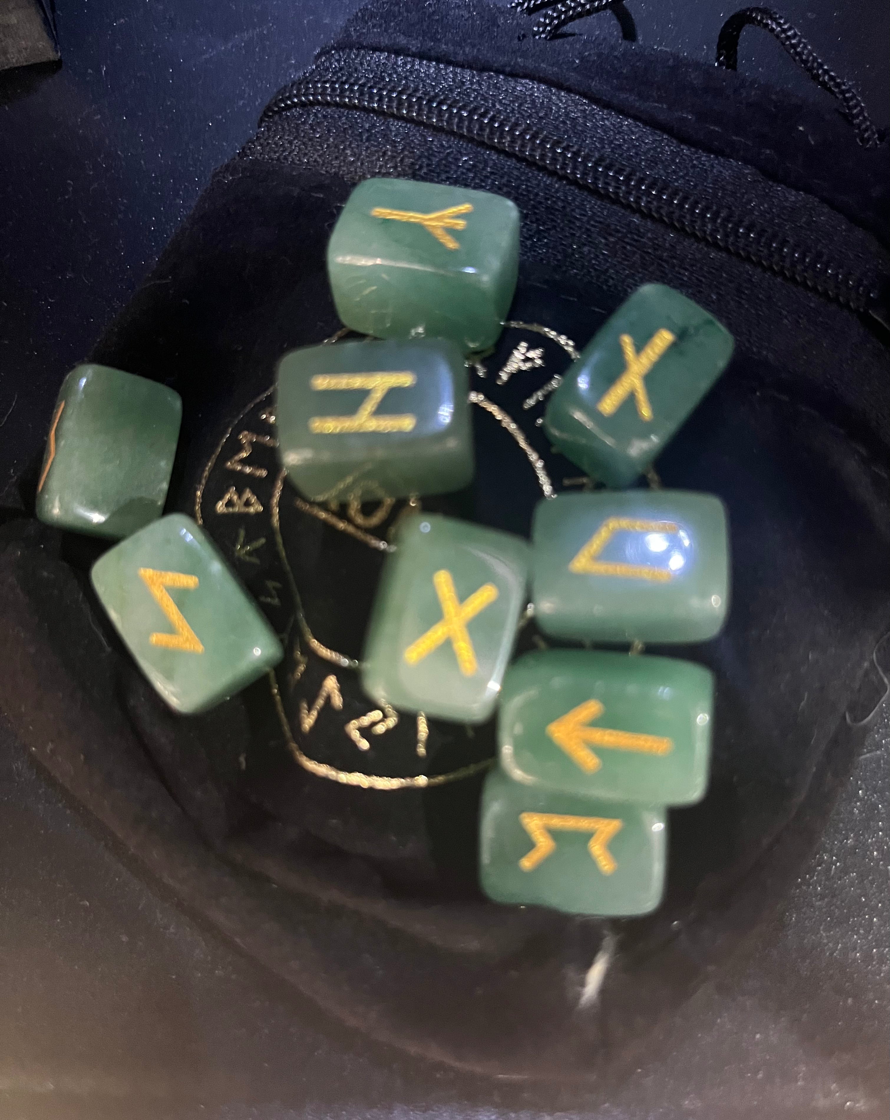 Green Aventurine Crystal Runes